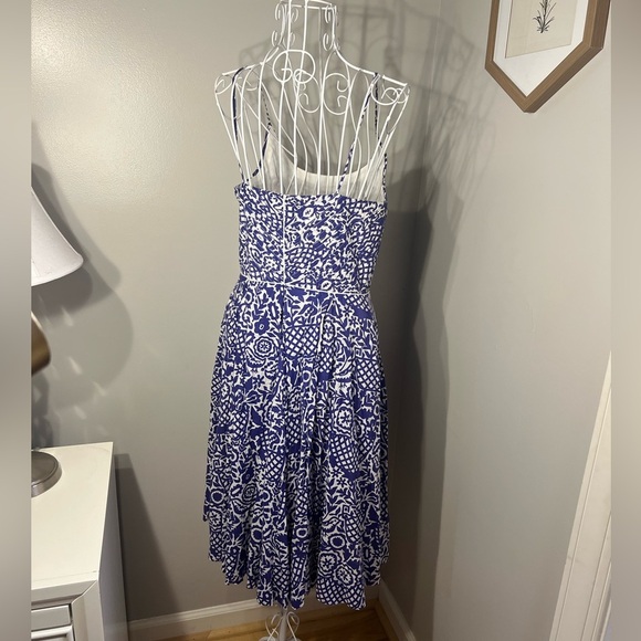 Tory Burch White and Blue Print Tank Mini Dress Size 2 - Cotton Voile Sundress - Picture 5 of 6
